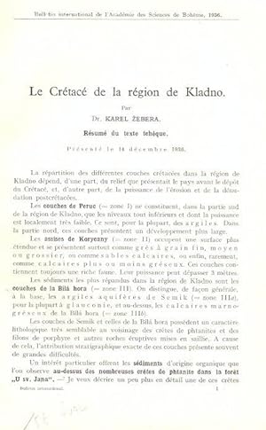 Le Cretace de la region de Kladno. Resume du texte tchèque. Presente le 14 decembre 1936. Bulleti...