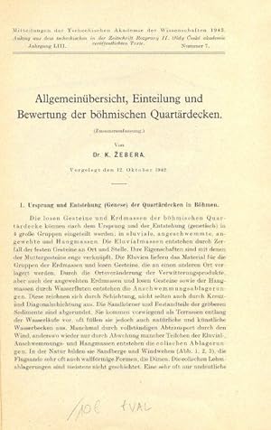 Allgemeinübersicht, Einteilung und Bewertung der böhmischen Quartärdecken. (Zusammenfassung) Vorg...