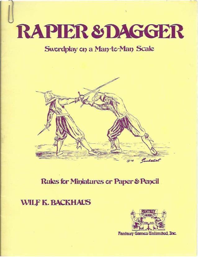Rapier Dagger Swordplay On A Man To Man Scale Rules For Miniatures Or Paper Pencil By Backhaus Wilf K Good Paperback 1978 Once Read Books