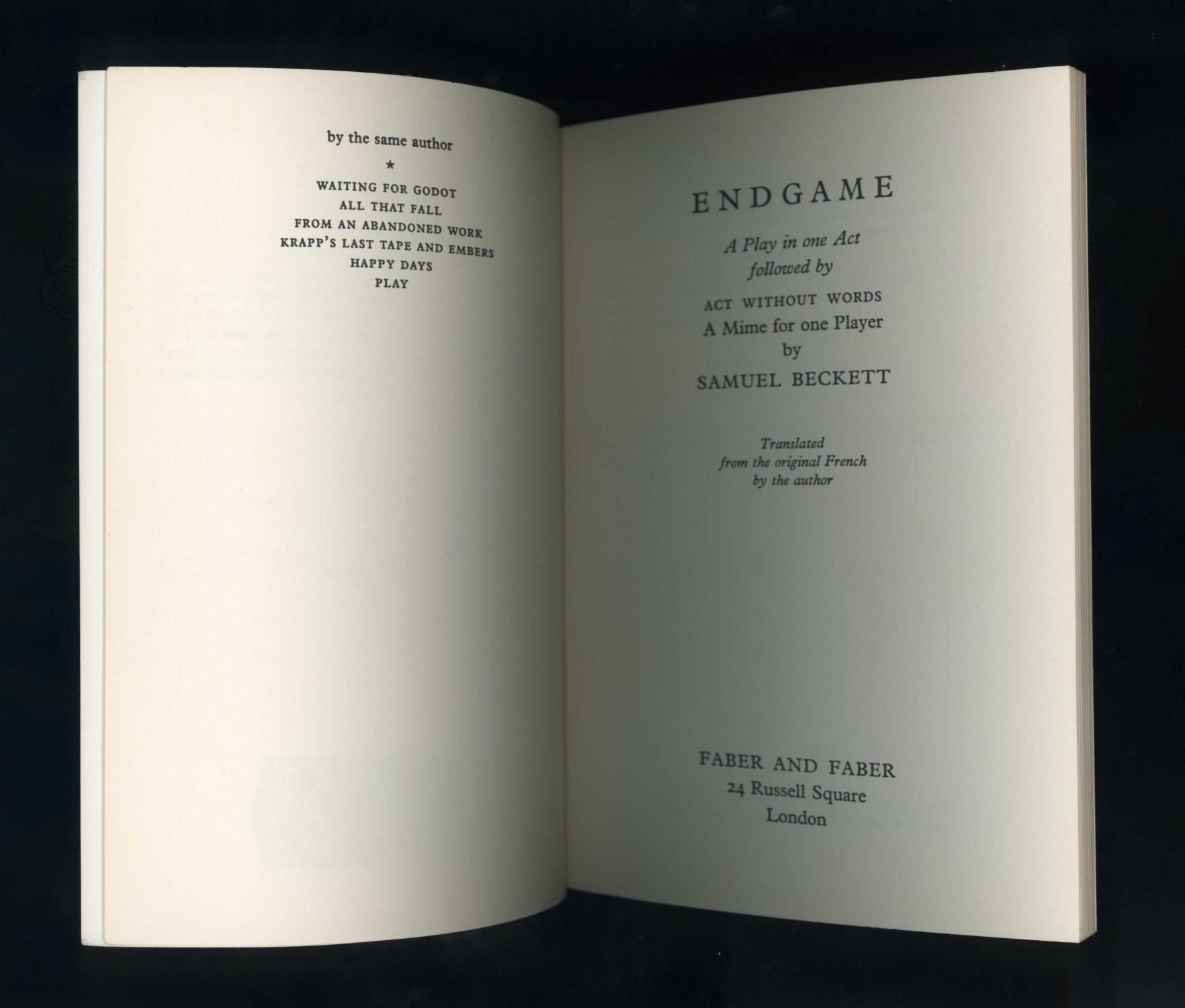 View Book Endgame &amp; Act Without Words Background