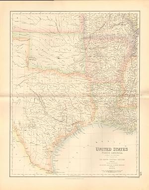 1874 ca LARGE ANTIQUE MAP- SWANSTON -USA- SOUTH CENTRAL - TEXAS