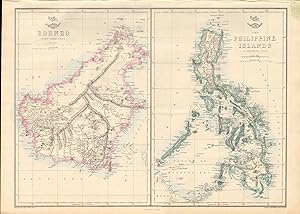 1863 LARGE ANTIQUE MAP - DISPATCH ATLAS- BORNEO AND PHILIPPINE ISLANDS