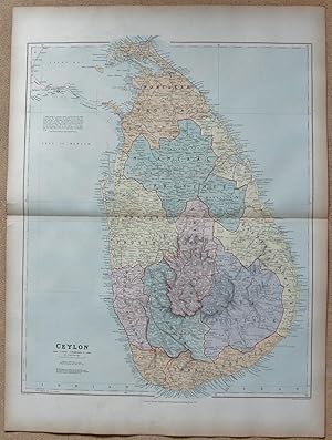 Antique Map - Ceylon, Sri Lanka, Large scale, 11 Miles to one Inch