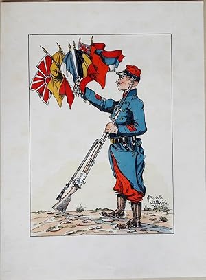 Porteur de drapeaux alliés.