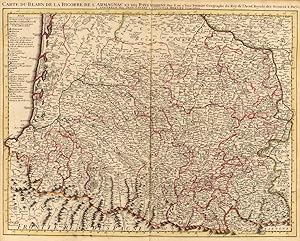 Carte du Bearn de la Bigorre de l'Armagnac et des pays voisins.