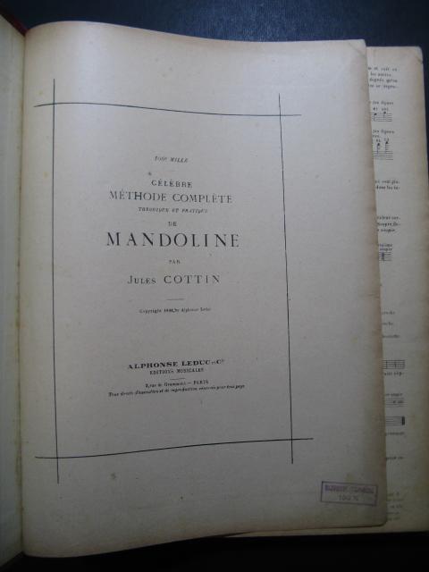 Cottin Jules Méthode Complète De Mandoline - 