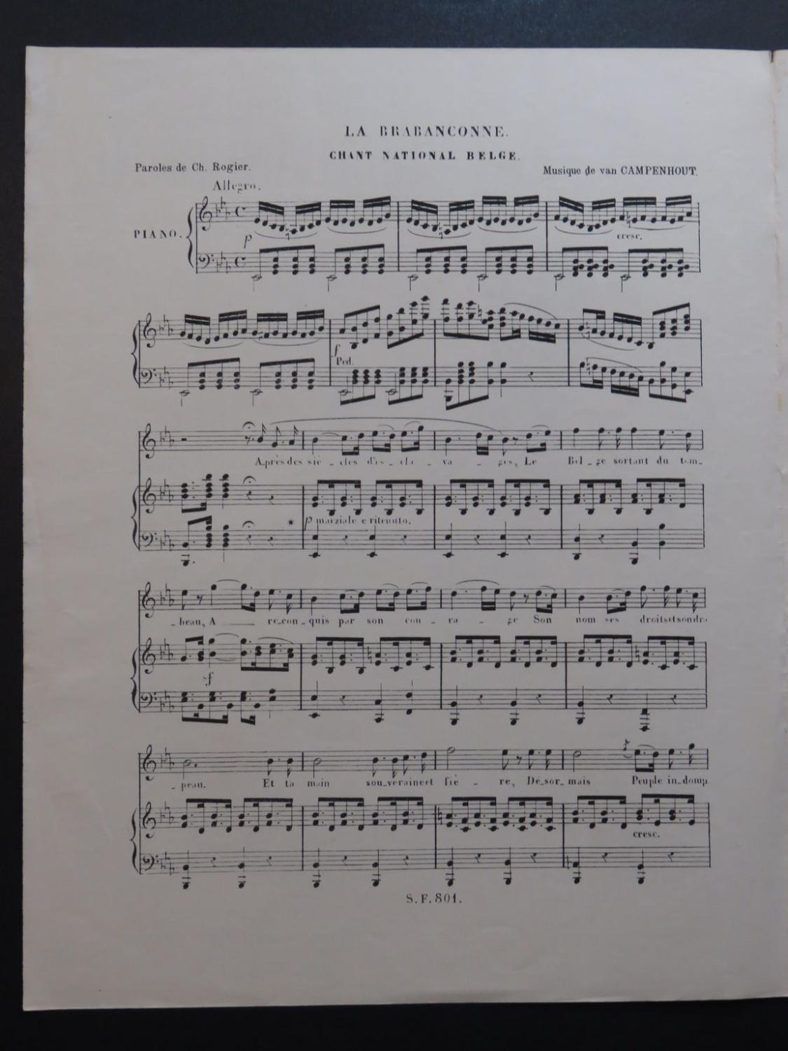 VAN CAMPENHOUT François La Brabançonne Chant Piano 1905 by ...