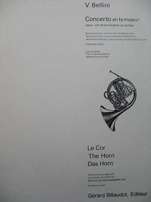 BELLINI Vincenzo Concerto en Fa Majeur Piano Cor 1975
