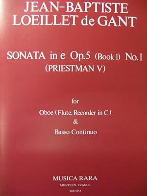 LOEILLET DE GANT J. B. Sonata in E op 5 Piano Hautbois 1980