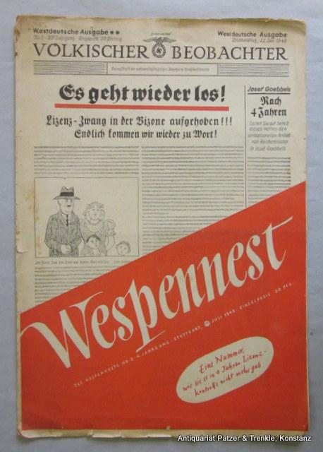 Jg. 4, Nr. 8 (21. Juli 1949). Unabhängige satirische Wochenschrift. Stuttgart, Heidorn-Verlag, 1949. 30 : 21,8 cm. 12 S. mit zahlreichen Karikaturen sowie ganzseitigen Umschlagillustrationen.