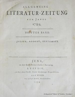 Juli - Dezember 1789 (= Bd. 3 u. 4) u.Intelligenzblatt der Allgemeinen Literaturzeitung vom Jahre...