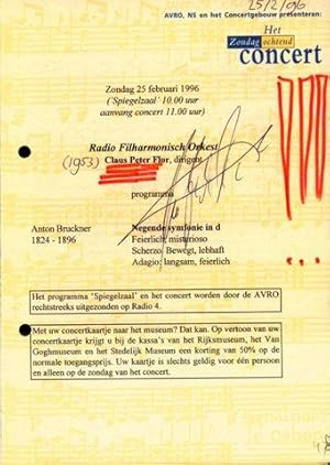 [Programm mit eigenh. Unterschrift] Het Zondagochten Concert. Zondag 25 september 1994