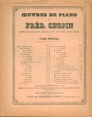 [Op. 66] Oeuvres de le piano de Fréd. Chopin. Publiés sur manuscrits originaux avec autorisation ...