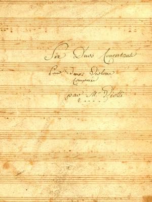 [Musikmanuskript d. Zt. mit Duos von Viotti und Joseph Haydn] Six Duos [Es, B, E, D, C, A] Concer...