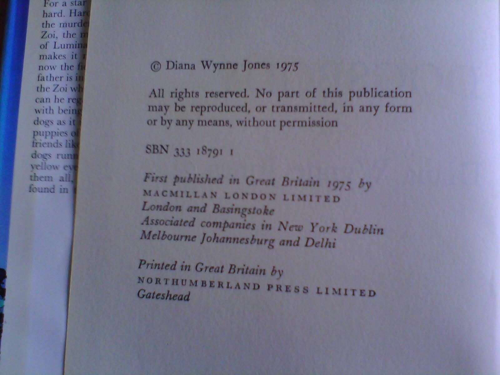 Dogsbody First Edition By Wynne Jones Diana Good Hardcover 1975 1st Edition Peter Pan Books