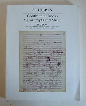 Continental Books, Manuscripts and Music: Sale November 22nd & 23rd 1984