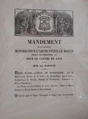 Mandement de sa Grandeur Monsegneur l'Archeveque de Rouen - Primat de Normandie - Pour le Caréme ...