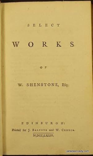 Select Works of W Shenstone Esq