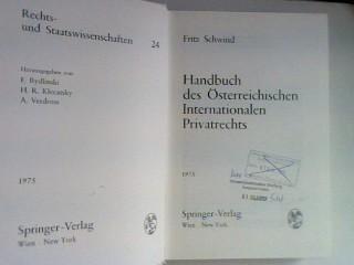 Handbuch Des A-Sterreichischen Internationalen Privatrechts (Rechts- Und Staatswissenschaften)