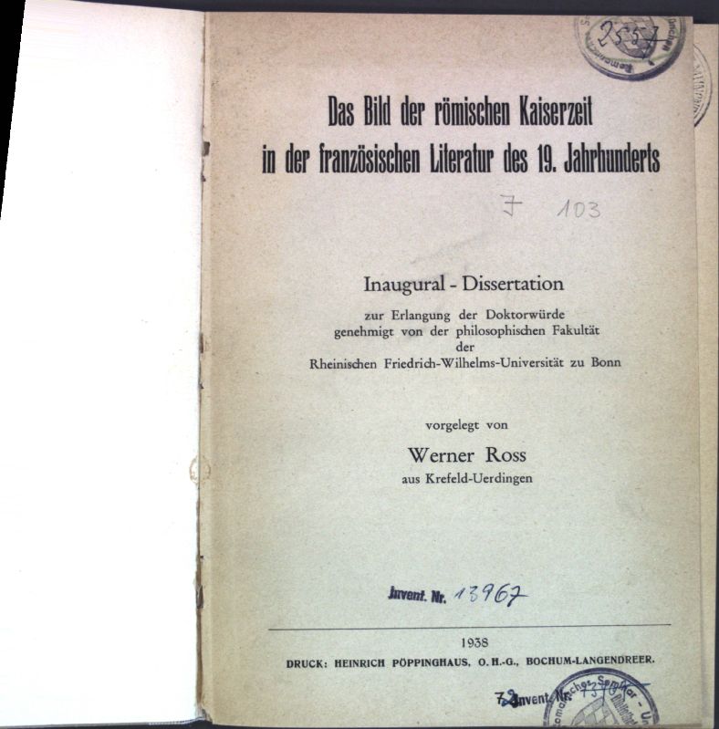Bonn 1938 braun b dissertation