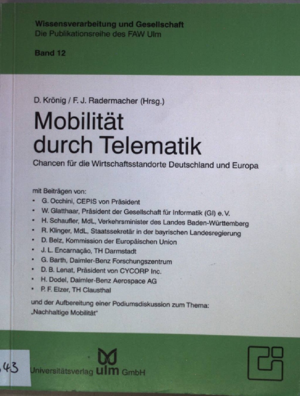 Mobilität durch Telematik. Chancen für die Wirtschaftsstandorte Deutschland und Europa