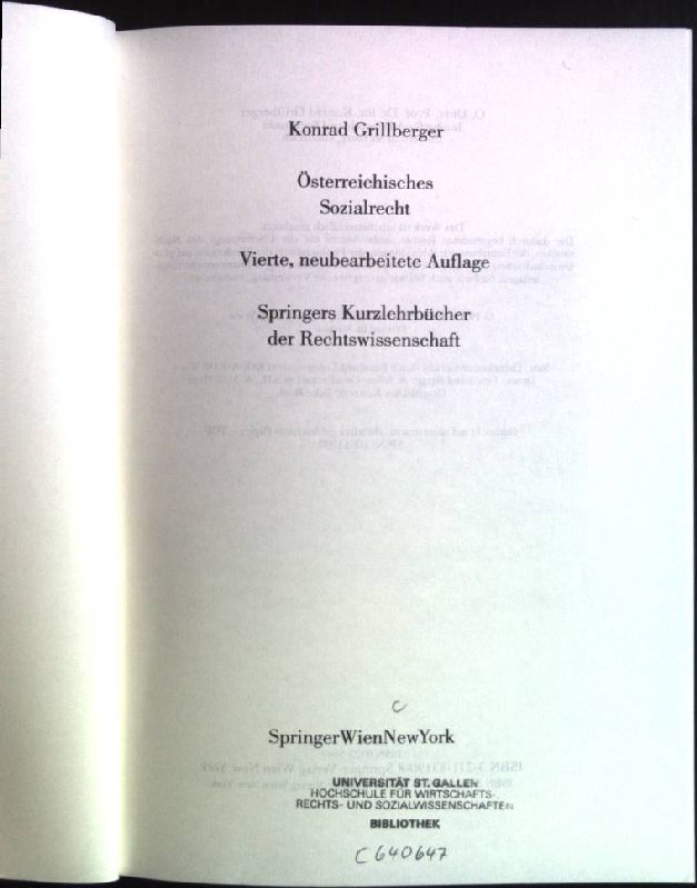 Österreichisches Sozialrecht (Springers Kurzlehrbücher der Rechtswissenschaft)