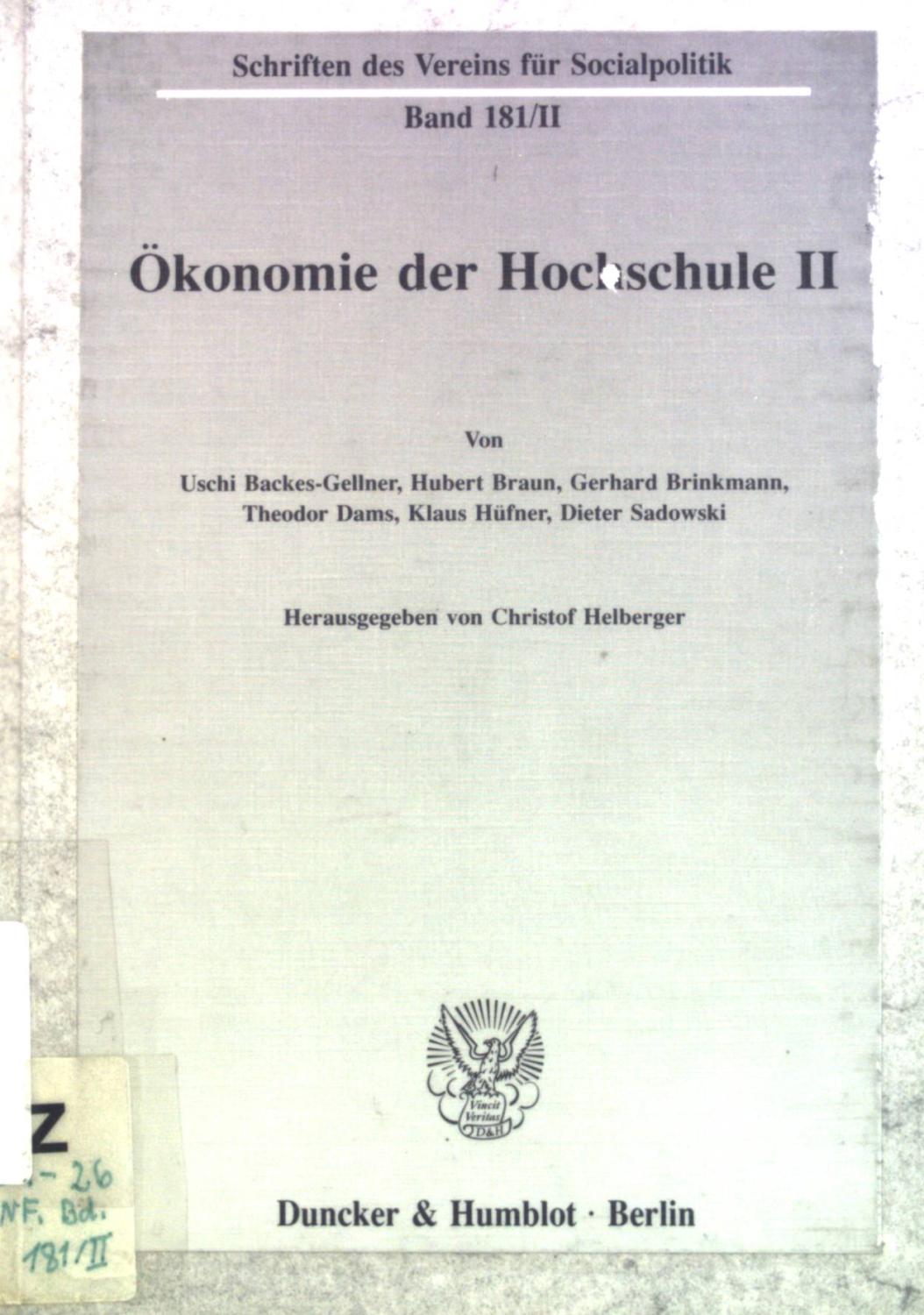 Ökonomie der Hochschule II. (Schriften des Vereins für Socialpolitik)