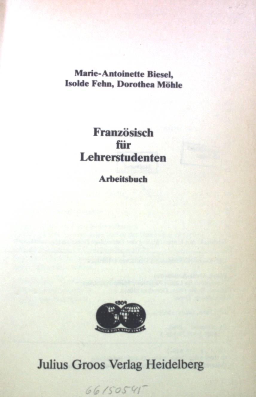 Französisch für Lehrerstudenten. Arbeitsbuch.