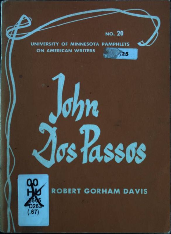 John Dos Passos Pamphlets on American Writers, Number 20