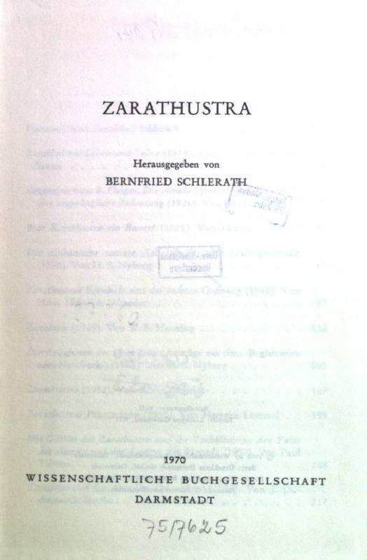 Zarathustra Wege der Forschung Band CLXIX - Schlerath, Bernfried (Hrsg.)