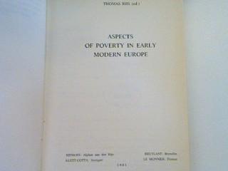 Aspects of Poverty in Early Modern Europe