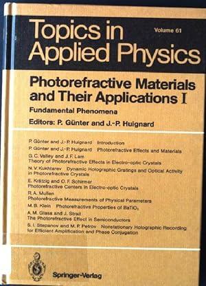 Photorefractive Materials and Their Applications I: Fundamental Phenomena
