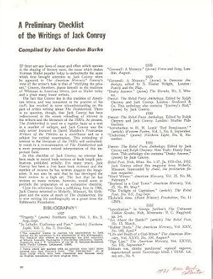 A PRELIMINARY CHECKLIST OF THE WRITINGS OF JACK CONROY