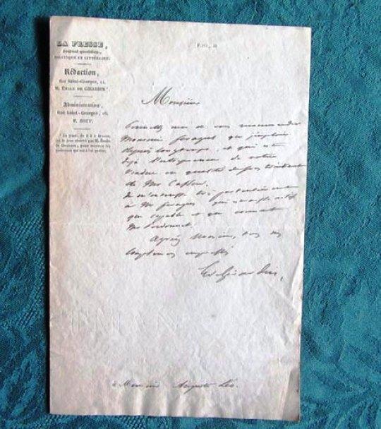 Lettre Autographe Signée Démile De Girardin - 