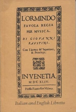 'L''ormindo favola regia per musica. Libretto d''opera.'