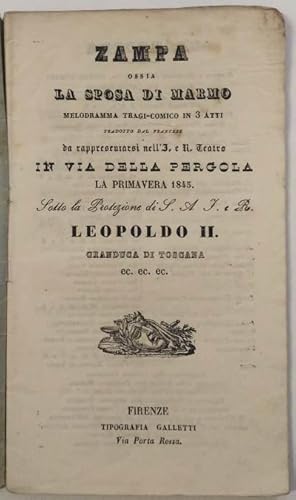 'Zampa ossia la sposa di marmo. Libretto d''opera.'