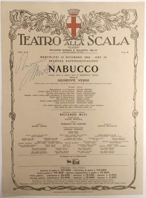 Nabucco di Giuseppe Verdi, locandina Teatro alla Scala con firma autografa del direttore Riccardo...
