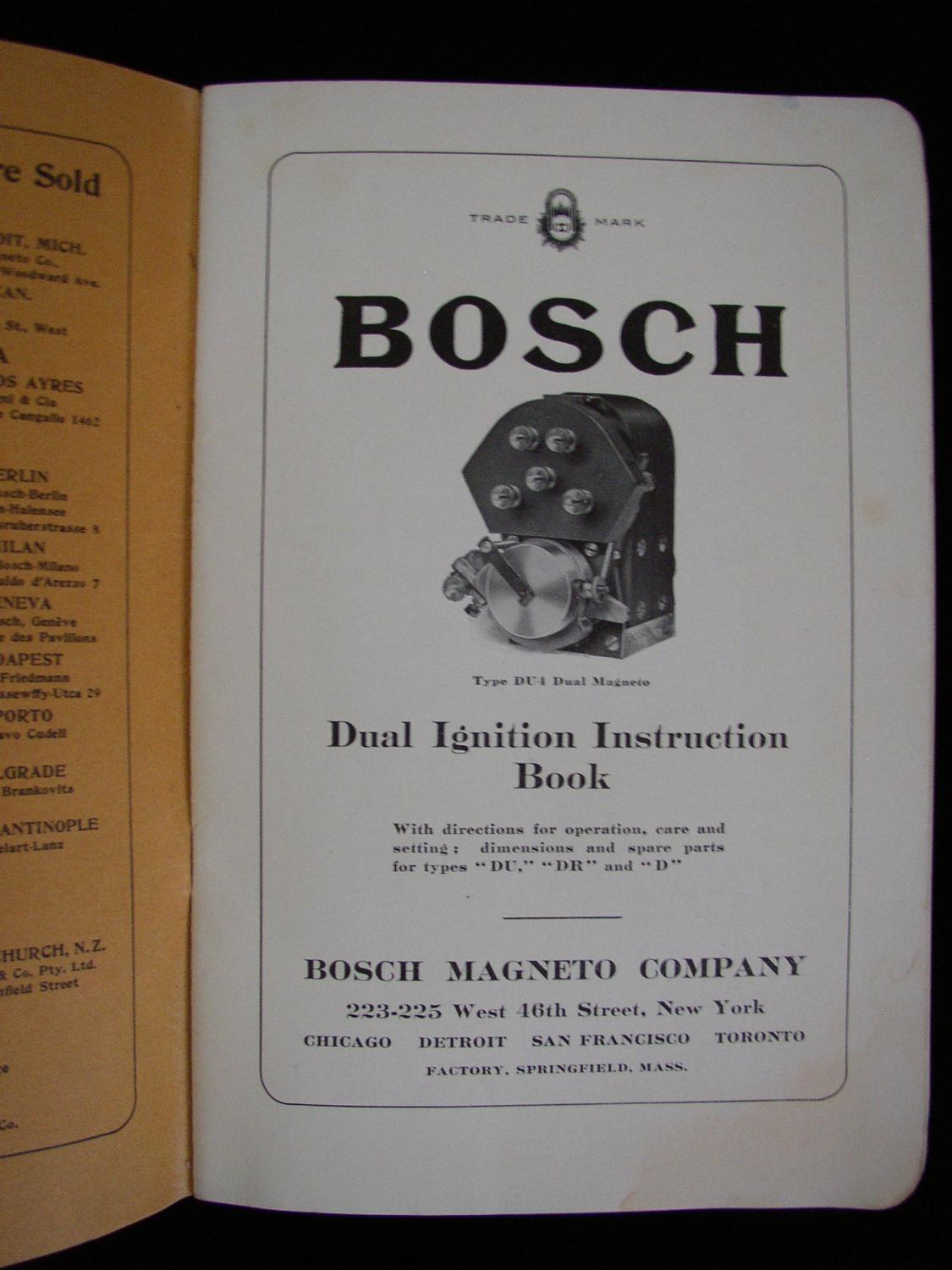 Bosch Dual Ignition Instruction Book For Quot D Quot Quot Dr Quot And Quot Du Quot Types Of Magnetos By Bosch Magneto