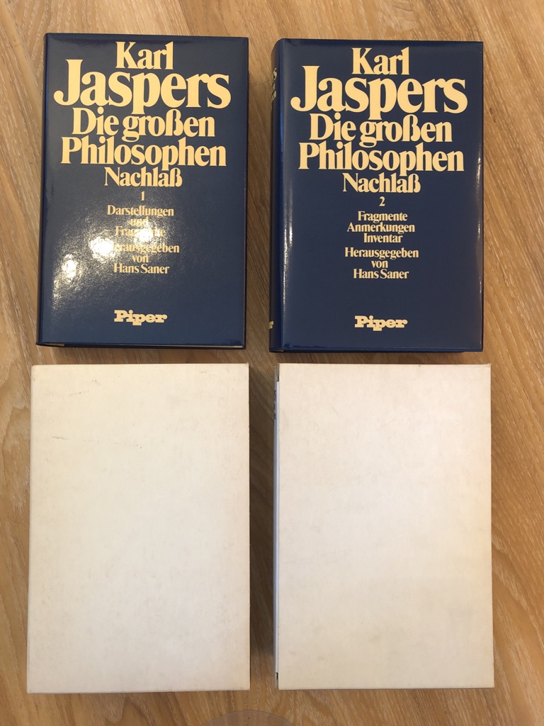 Die großen Philosophen. Nachlaß 1 und 2 1: Darstellungen und Fragmente 2: Fragmente Anmerkungen Inventar - Saner, Hans und Karl Jaspers