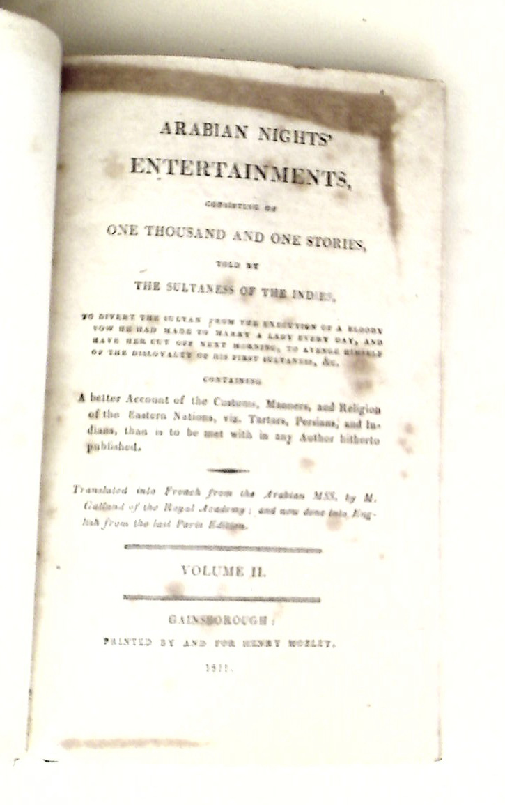 Arabian Nights' Entertainments Consisting of One Thousand and One Stories, told by the Sultaness of the Indies. Volume 2 ONLY.