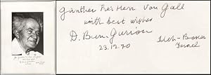 David Ben-Gurion. Original Porträt Photographie mit eigenhändiger Widmung "To Günther Freiherr vo...