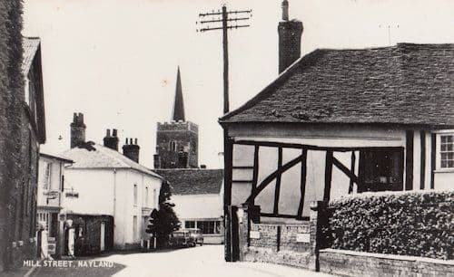 High Street Nayland Petrol Pumps Garage Real Photo Essex Old