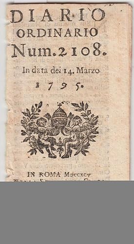 Diario Ordinario N.2108 Del 14 Marzo 1795 In Roma Nella Stamperia Cracas