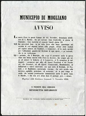 Municipio Di Mogliano-Fiera Annuale Invito Per I Commercianti-1860-L1129