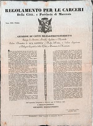 Regolamento Per Le Carceri Della Citta' E Provincia Di Macerata 1846-L1635