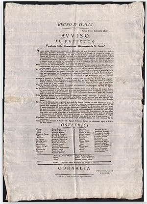 Regno D'italia-Fermo 1810-Avviso Commissione Dipartimento Sanita'-L1646