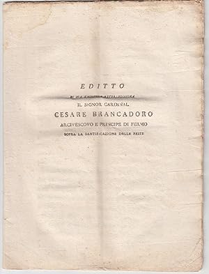 Editto Del Cardinal Cesare Brancadoro Sopra La Santificazione Delle Feste 1803