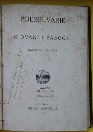 G. Pascoli-Poesie Varie Raccolte Da Maria-Zanichelli 1912-Carboneria Abela-A57