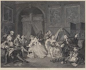 1835 STAMPA ANTICA ORIGINALE- MARRIAGE A LA MODE TOILETTE SCENE BY HOGARTH -29