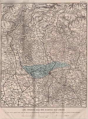 LOMBARDIA-CARTA TOPOGRAFICA DELLA PARTE OCCIDENTALE DELLA LOMBARDIA-1863-L1416